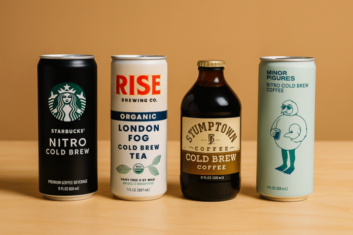 café nitrogenado embotellado o enlatado